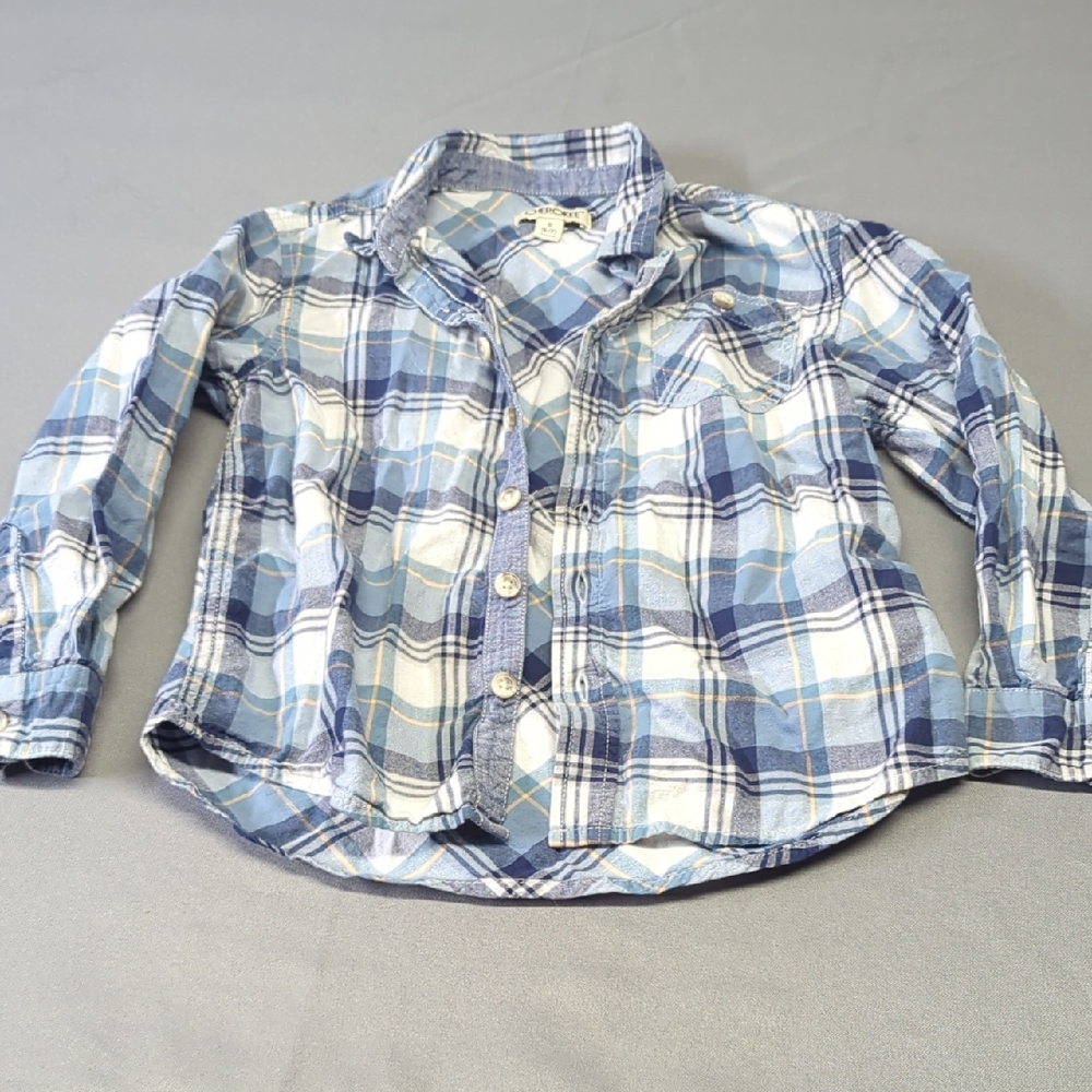 Cherokee Kids Blue and White Plaid Button Down Shirt